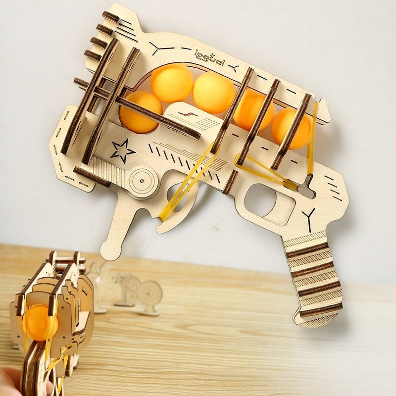 Table Tennis Kids - Wooden DIY Assembled Rubber Band Gun
